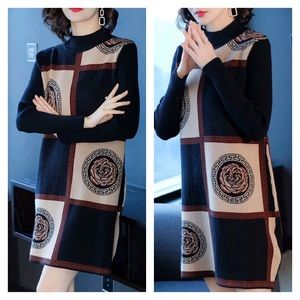 Shift Floral Casual Sweater Work/Office Dress